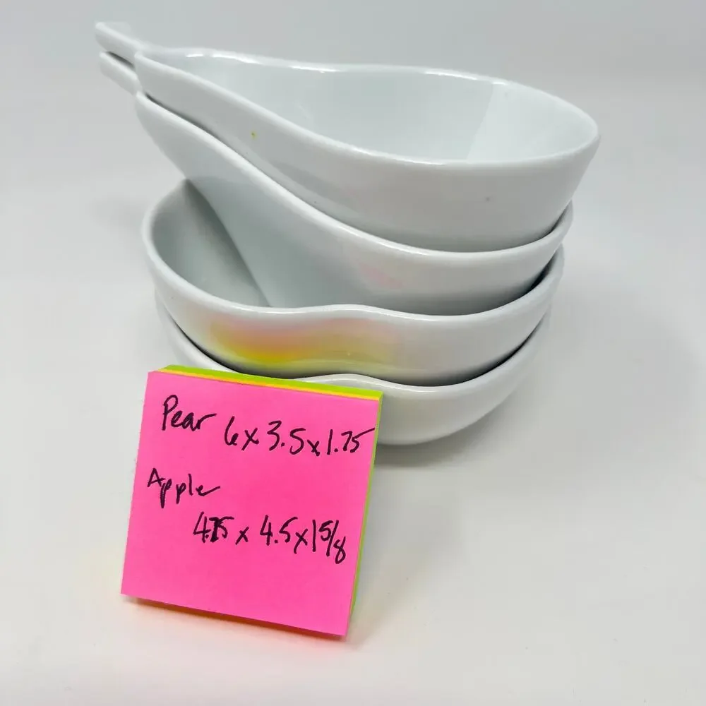 Crate and Barrel Apple Pear Shaped Dipping Bowls Ceramic Fruit Vintage Set of 4